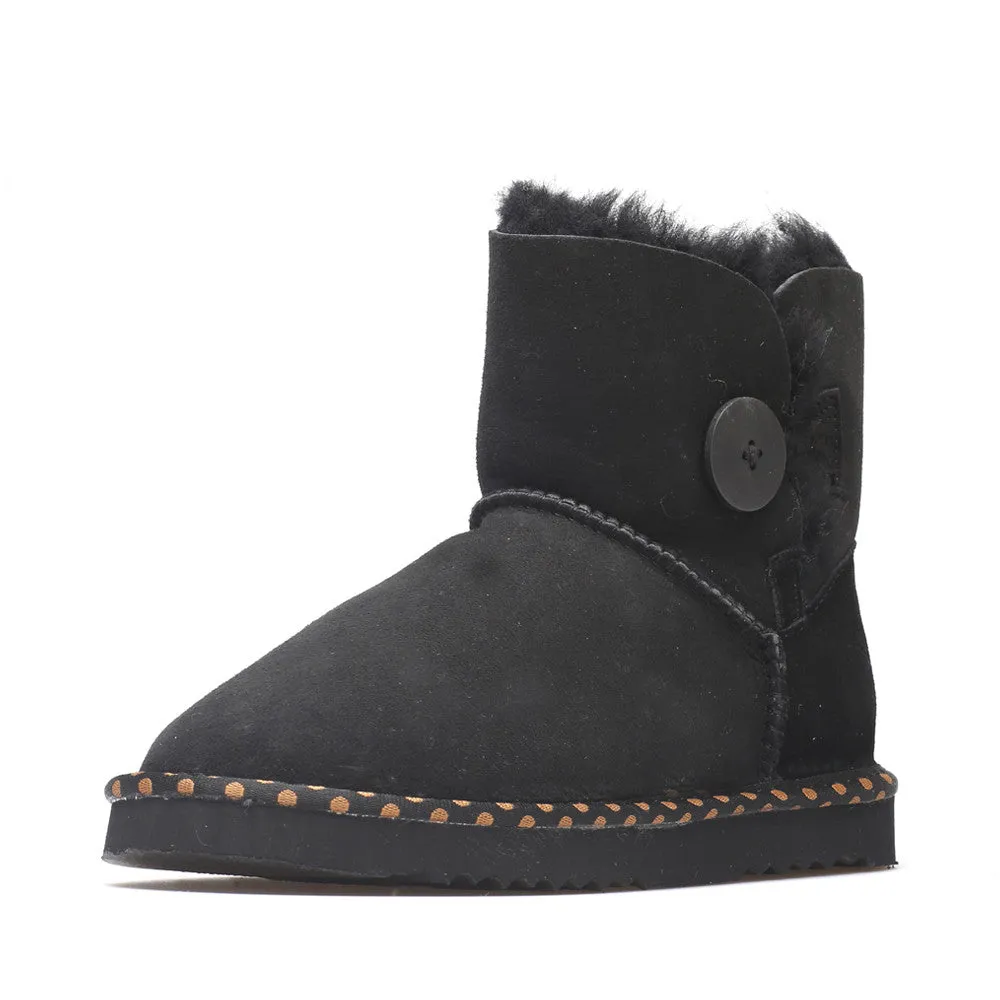 Spotted One Button Ugg Boot - Black