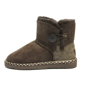 Spotted One Button Ugg Boot - Chocolate