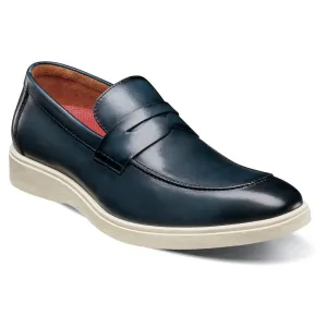 Stacy Adams Spencer Navy Men’s Moc Toe Penny Slip On Shoes