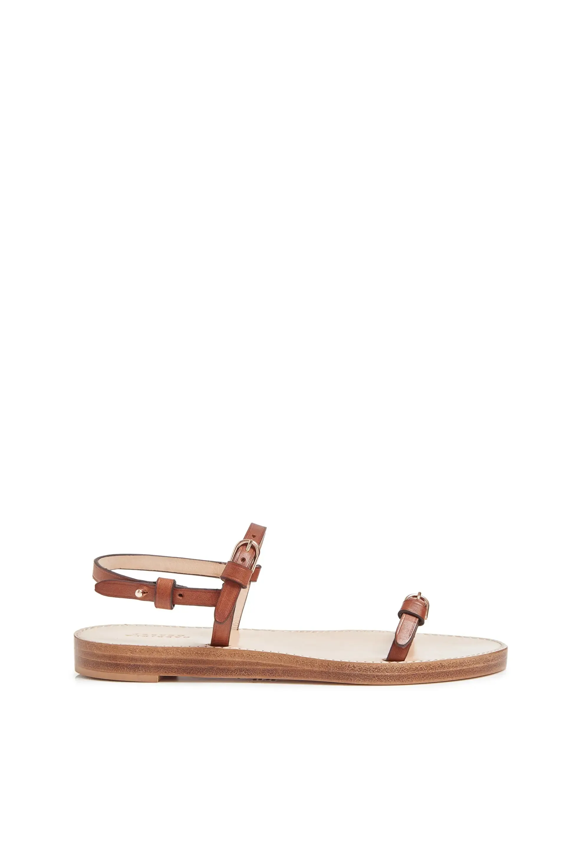 Steward Flat Sandal in Cognac Leather