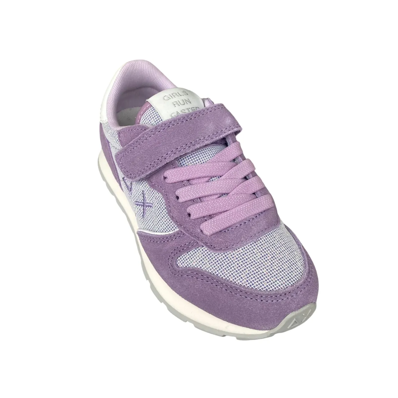 Sun68 scarpa sneakers da ragazza con laccio elastico e strappo Ally Glitter Textile z35403K 24 lilla