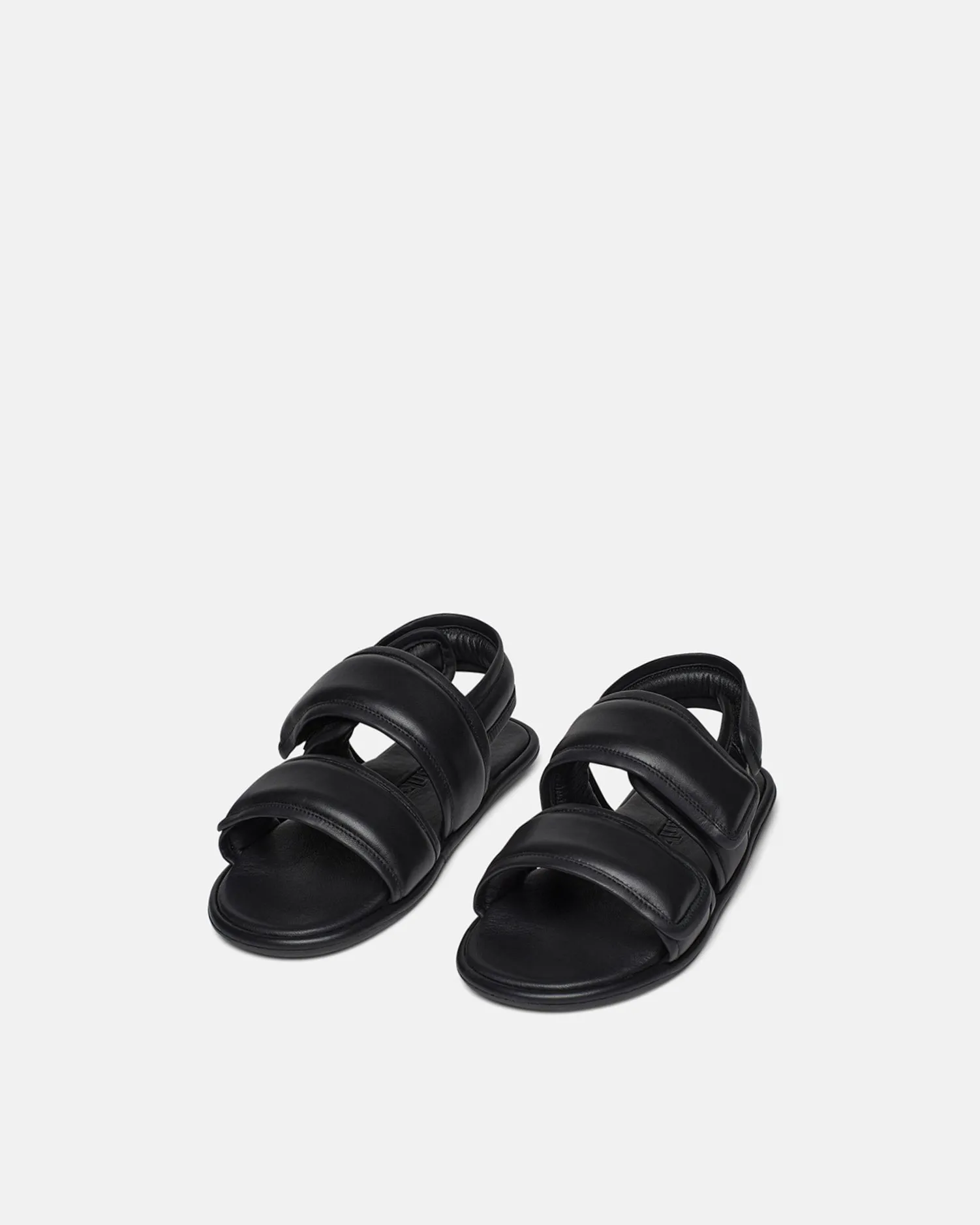 Tarrus - Rounded Toe Padded Flat Sandals - Black