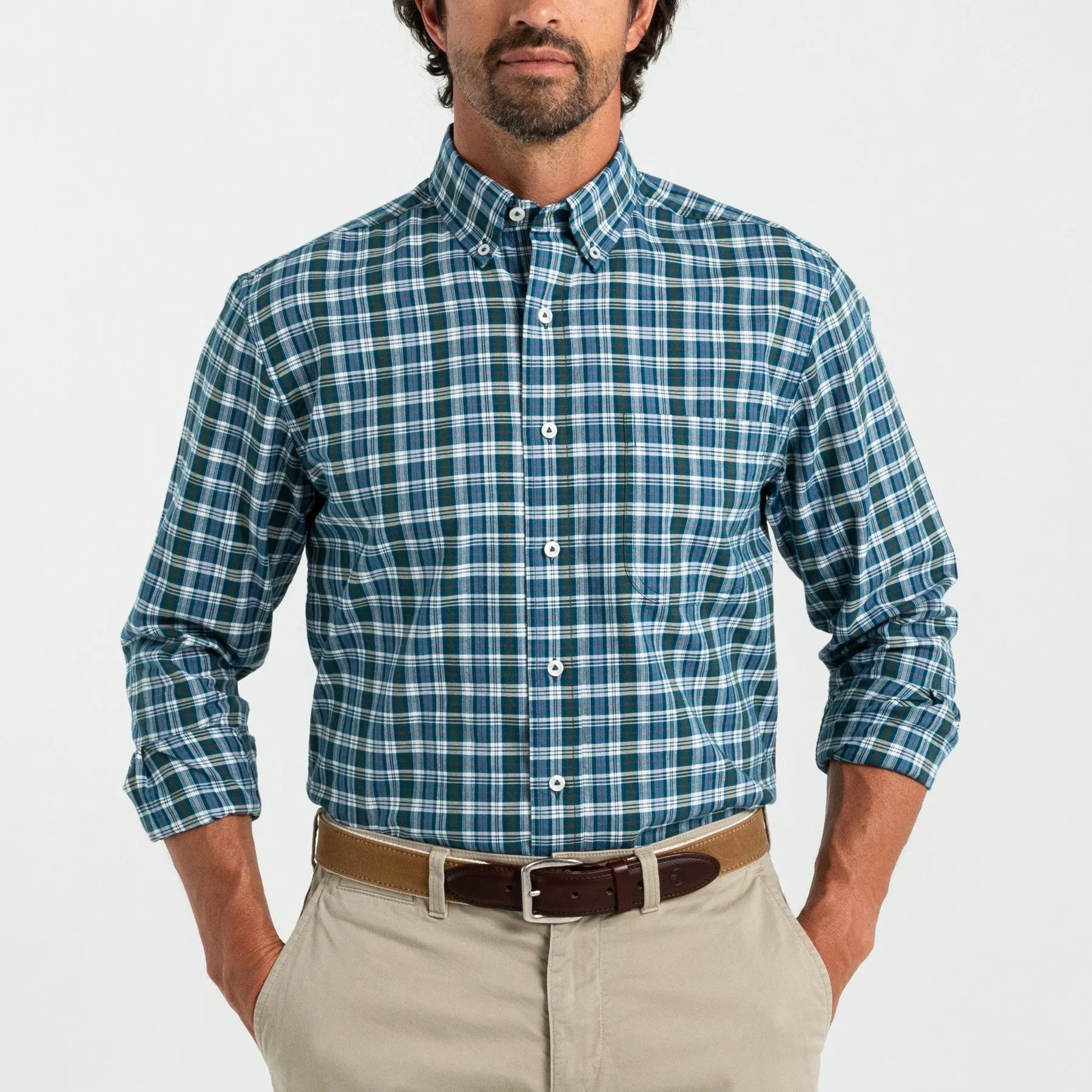 Thompson Plaid Cotton Oxford Sport Shirt  