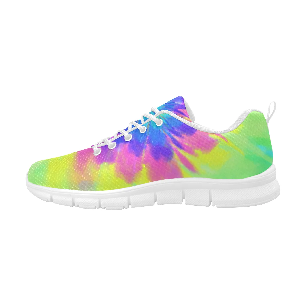 Tie dye Sneakers Shoes, Spiral Colorful Rainbow Art Hippie Blue Women's Breathable Running Sneakers