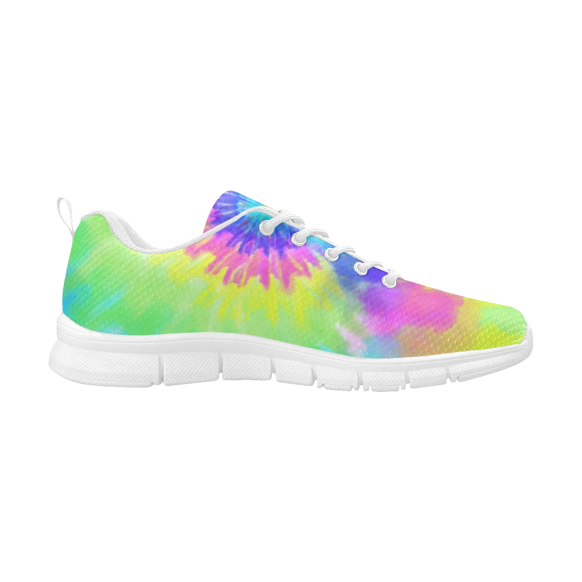 Tie dye Sneakers Shoes, Spiral Colorful Rainbow Art Hippie Blue Women's Breathable Running Sneakers