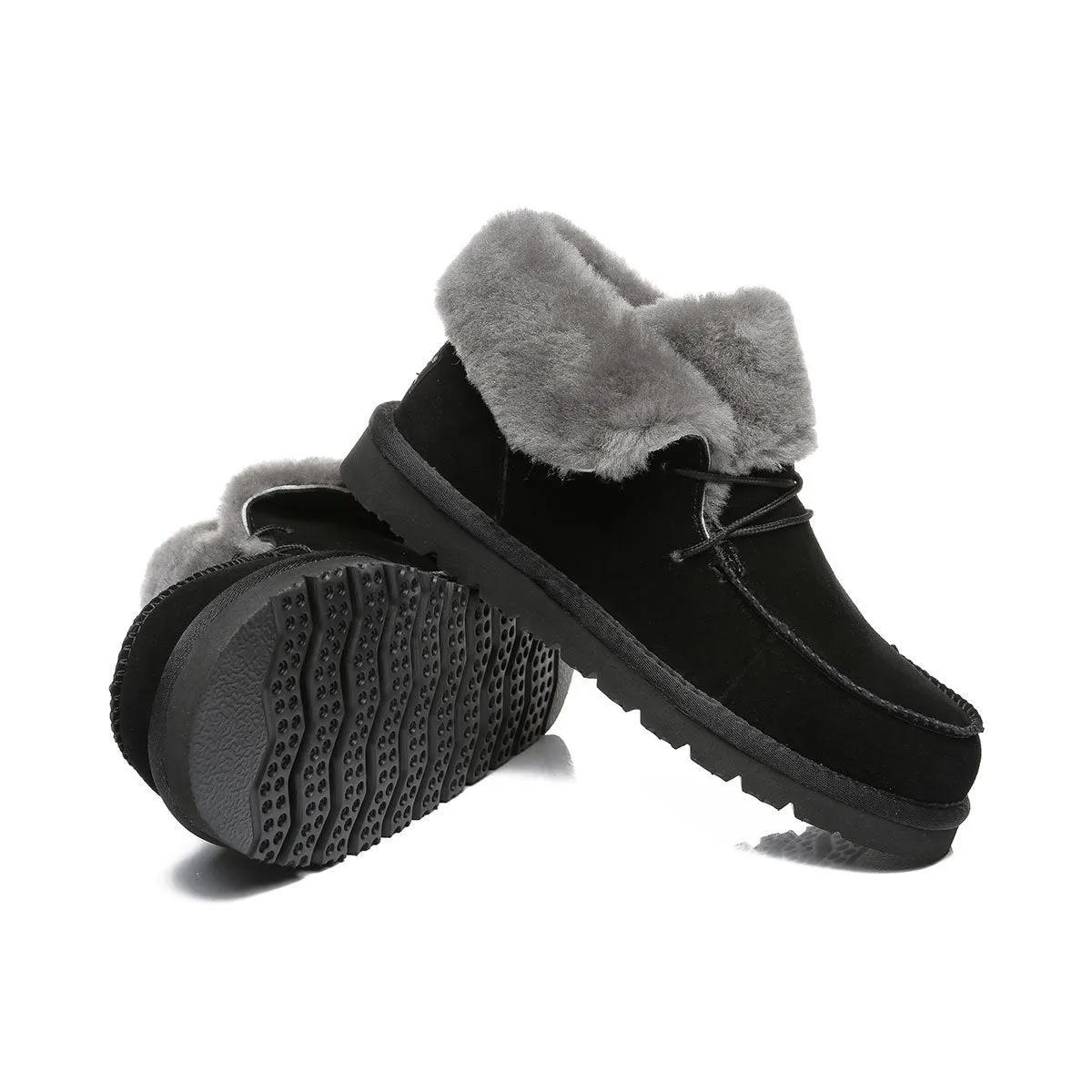 UGG Alana Wool Collar Ankle Sheepskin Boots