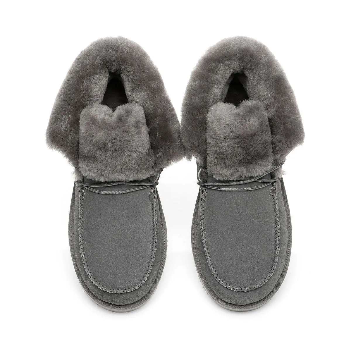 UGG Alana Wool Collar Ankle Sheepskin Boots