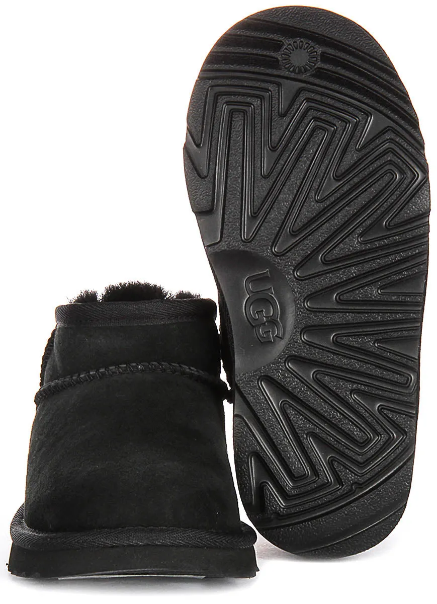 Ugg Australia Clasic Ultra Mini In Black For Kids