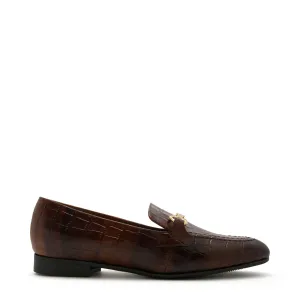 Vendôme Fleur croco brown calfskin leather loafers