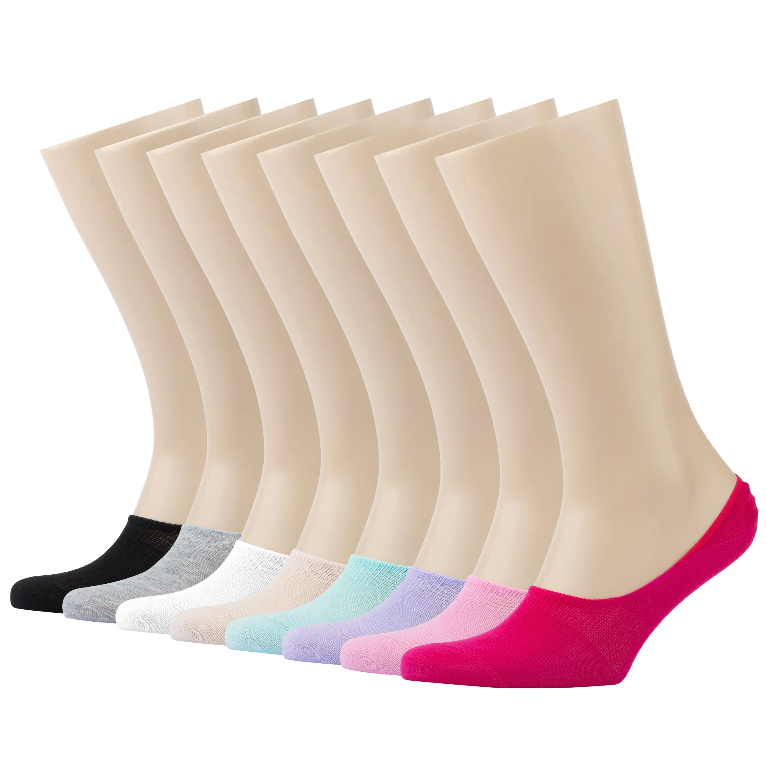 Women Bamboo No Show Socks Ultra Low-Cut, No-Show Length 8-Pack