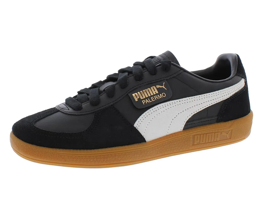 Women's Shoes PUMA PALERMO LEATHER Casual Lace Up Sneakers 397647-03 BLACK