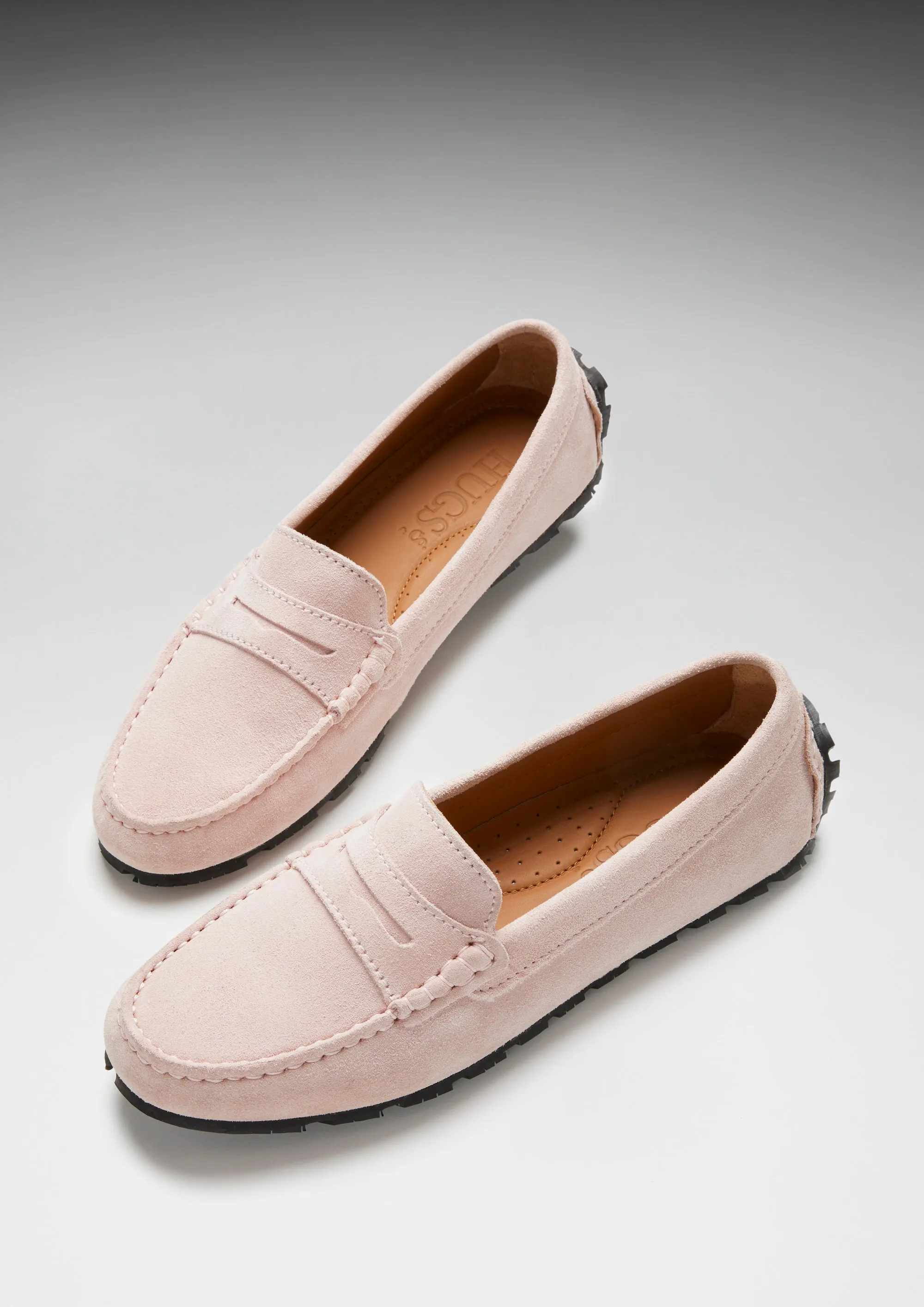 Women's Tyre Sole Penny Loafers, ice pink suede