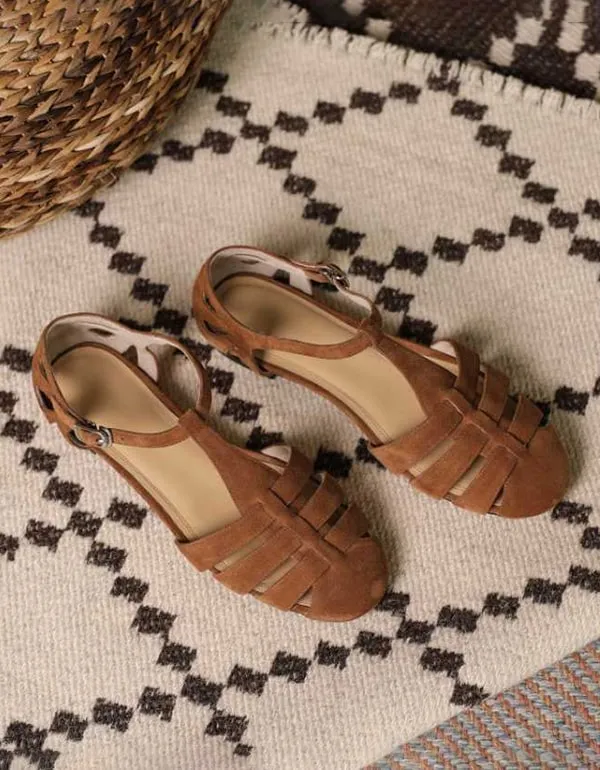 Women's Vintage Style T-strap Flat Sandals