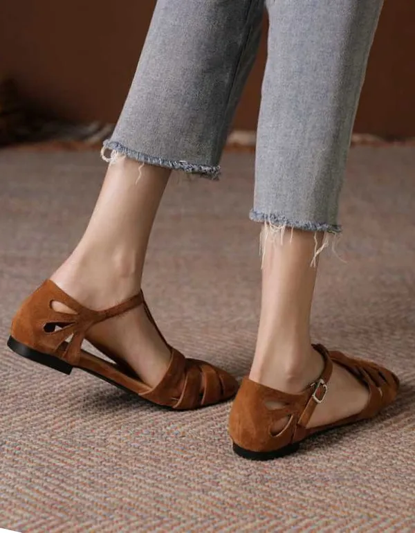 Women's Vintage Style T-strap Flat Sandals