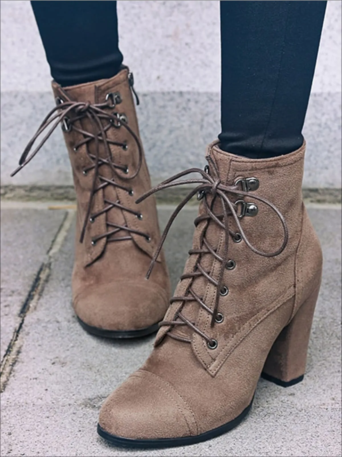 Women's Winter Lace-Up Military High Heel Boots By Liv and Mia