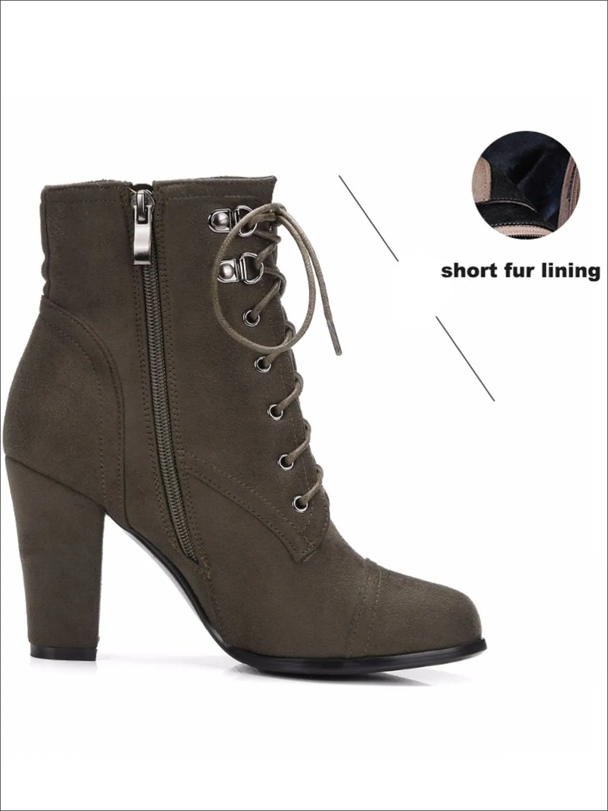 Women's Winter Lace-Up Military High Heel Boots By Liv and Mia