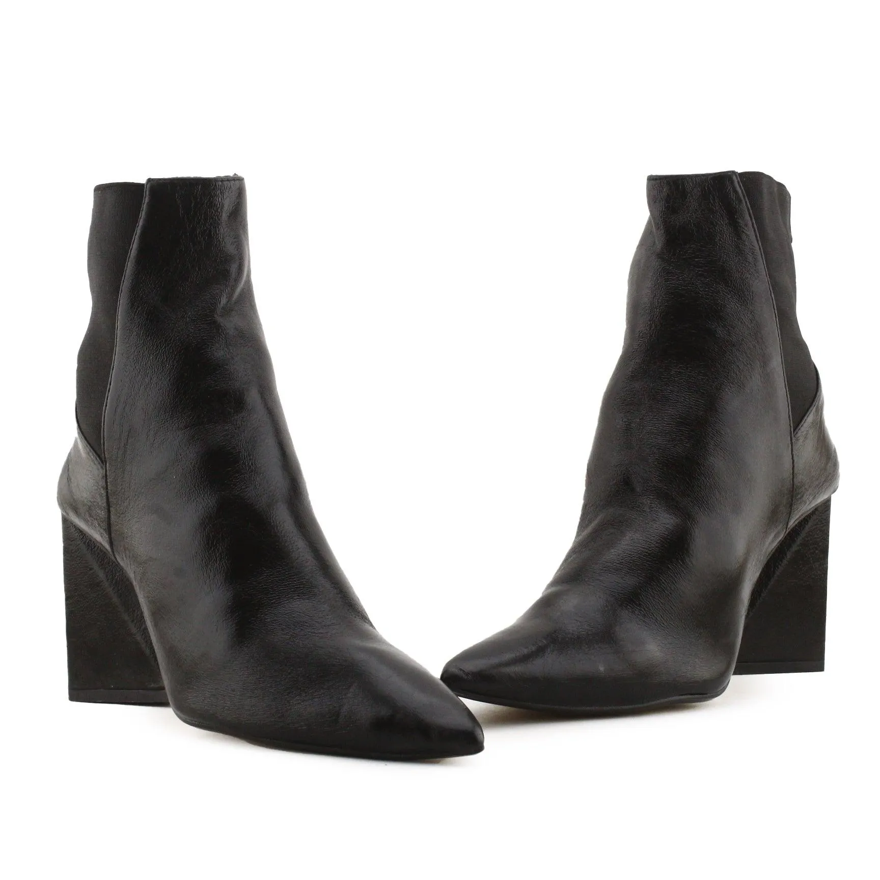 Zara Stretchable Flare Heels Ankle Boots | 100% Authentic Leather