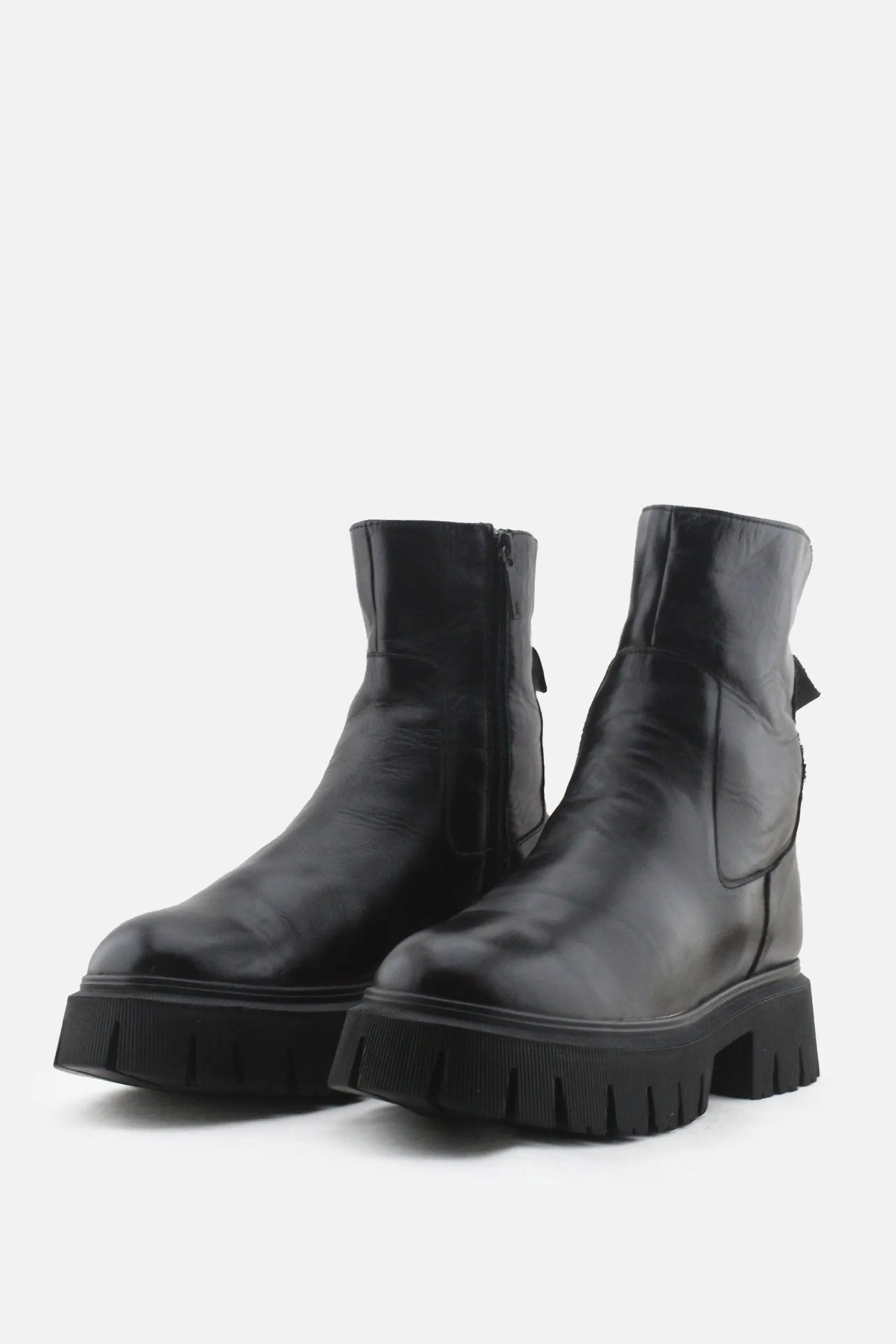 Zara Zipper Block Ankle Boots | 100% Authentic Leather