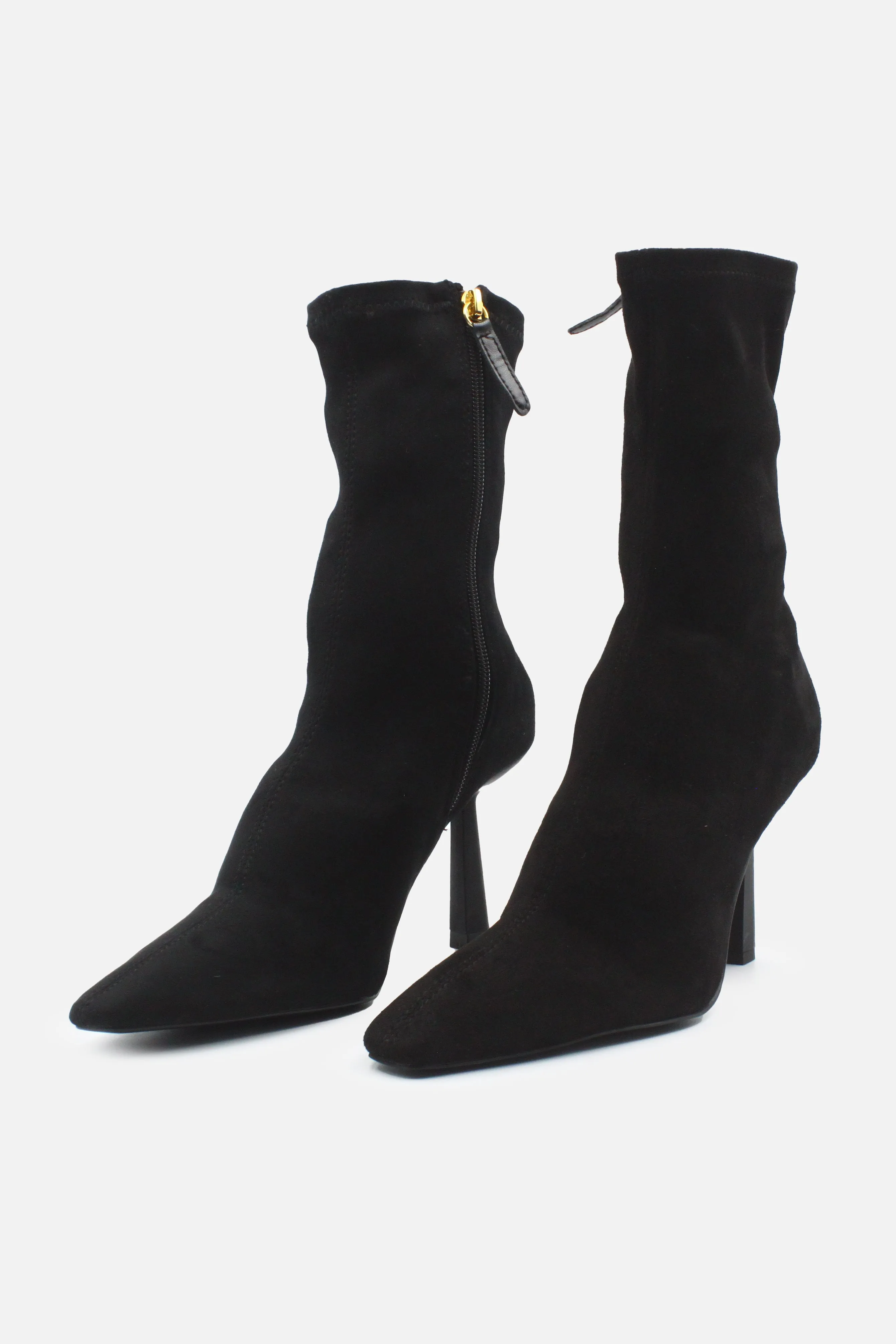 Zara Zipper Stilettos Heels Sock Boots | Suede