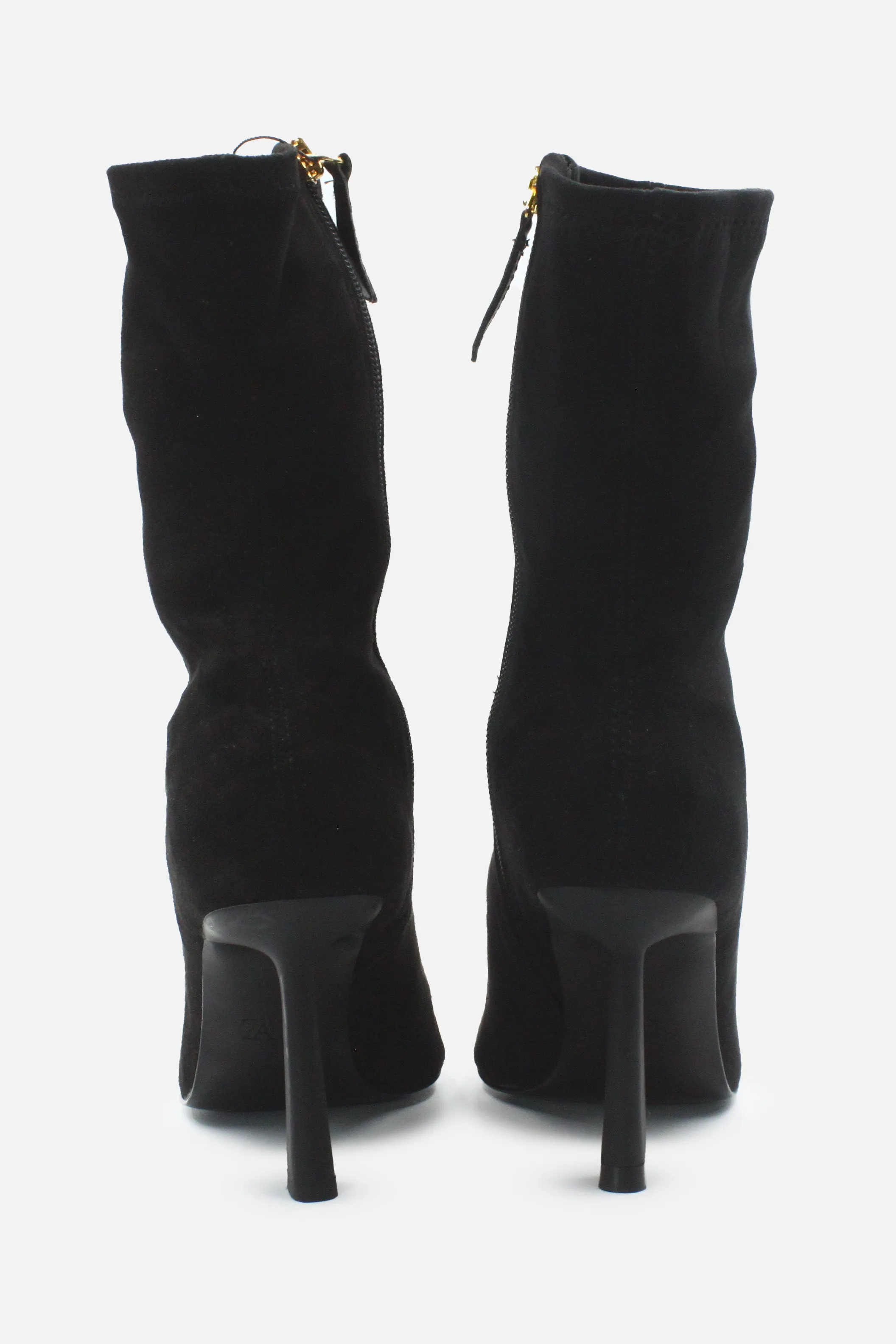 Zara Zipper Stilettos Heels Sock Boots | Suede